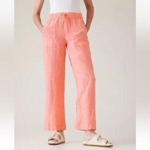 New-Athleta-22-Coral(sunset glow)retreat, linen,wide leg,pants/trousers, 533474.